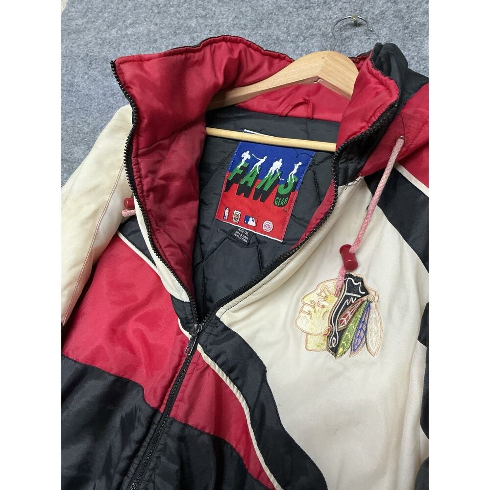 1990s Vintage Chicago Blackhawks NHL Puffer Fans Gear Tag Made in Korea XL - Picture 3 of 8